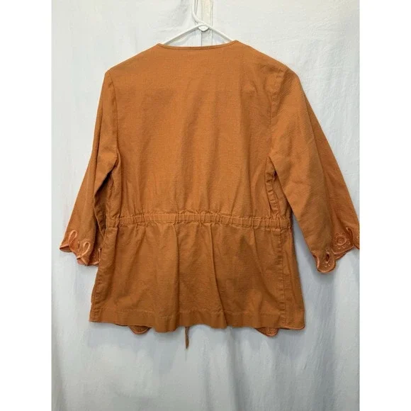 Bob Mackie Wearable Art Jacket‎ Womens Size S Orange Embroidered Lace Boho - Picture 3 of 3